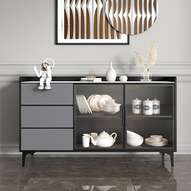 Glam Cabinets Dining Buffet Metal Legs Sideboard with 3-Drawer