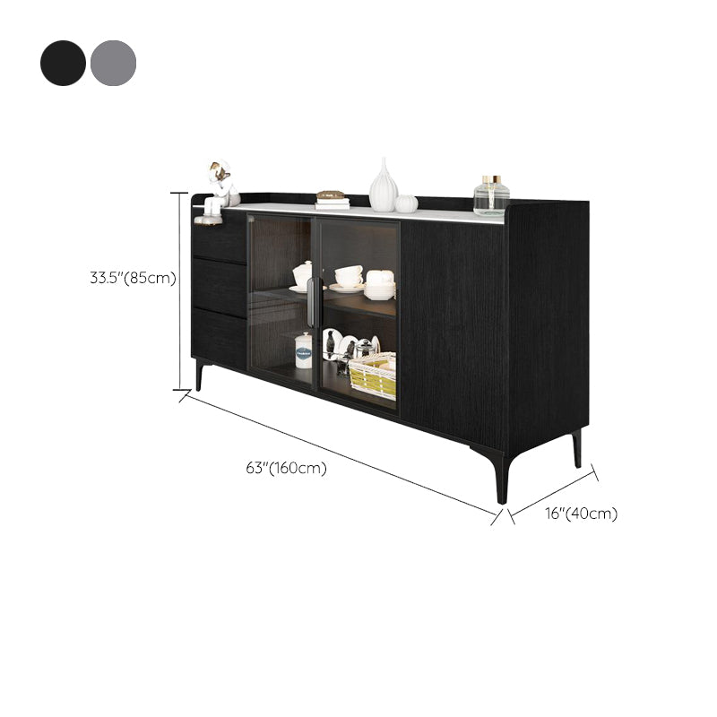 Glam Cabinets Dining Buffet Metal Legs Sideboard with 3-Drawer