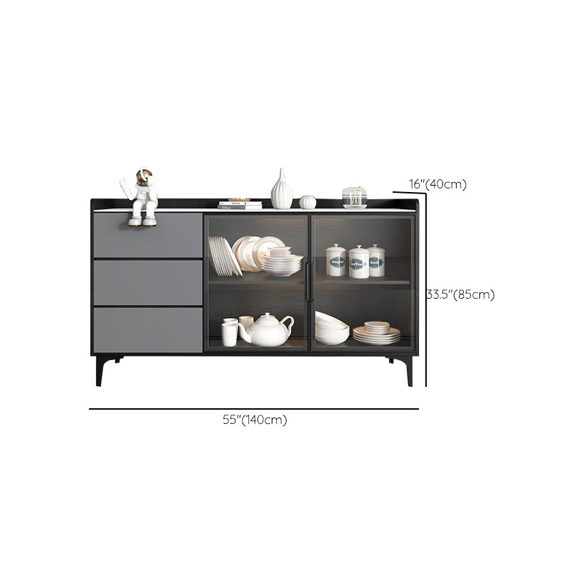 Glam Cabinets Dining Buffet Metal Legs Sideboard with 3-Drawer