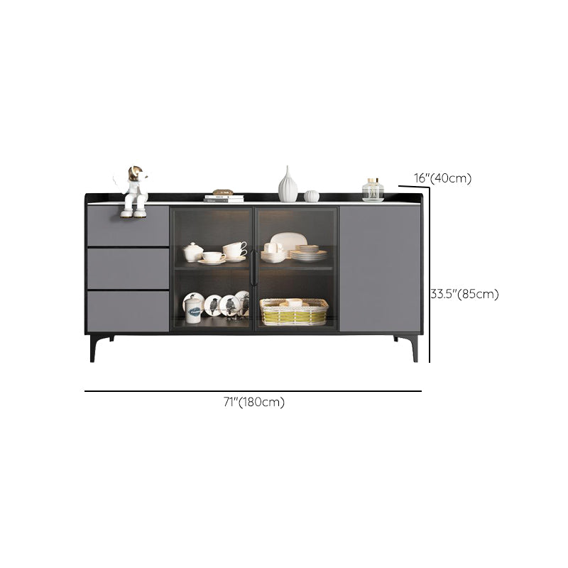 Glam Cabinets Dining Buffet Metal Legs Sideboard with 3-Drawer