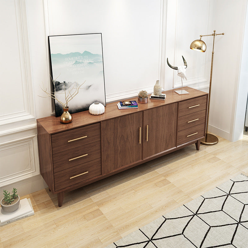 Modern Cabinets Sideboard Buffet Dark Walnut Buffet Table with 6-Drawer and 2-Door