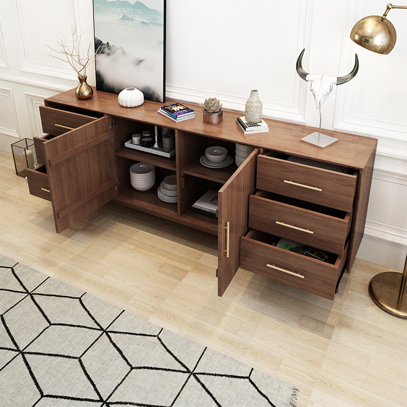 Modern Cabinets Sideboard Buffet Dark Walnut Buffet Table with 6-Drawer and 2-Door