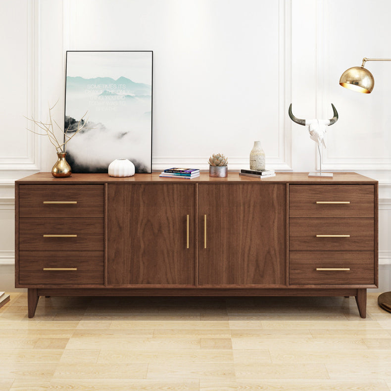 Modern Cabinets Sideboard Buffet Dark Walnut Buffet Table with 6-Drawer and 2-Door