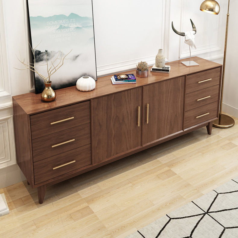 Modern Cabinets Sideboard Buffet Dark Walnut Buffet Table with 6-Drawer and 2-Door