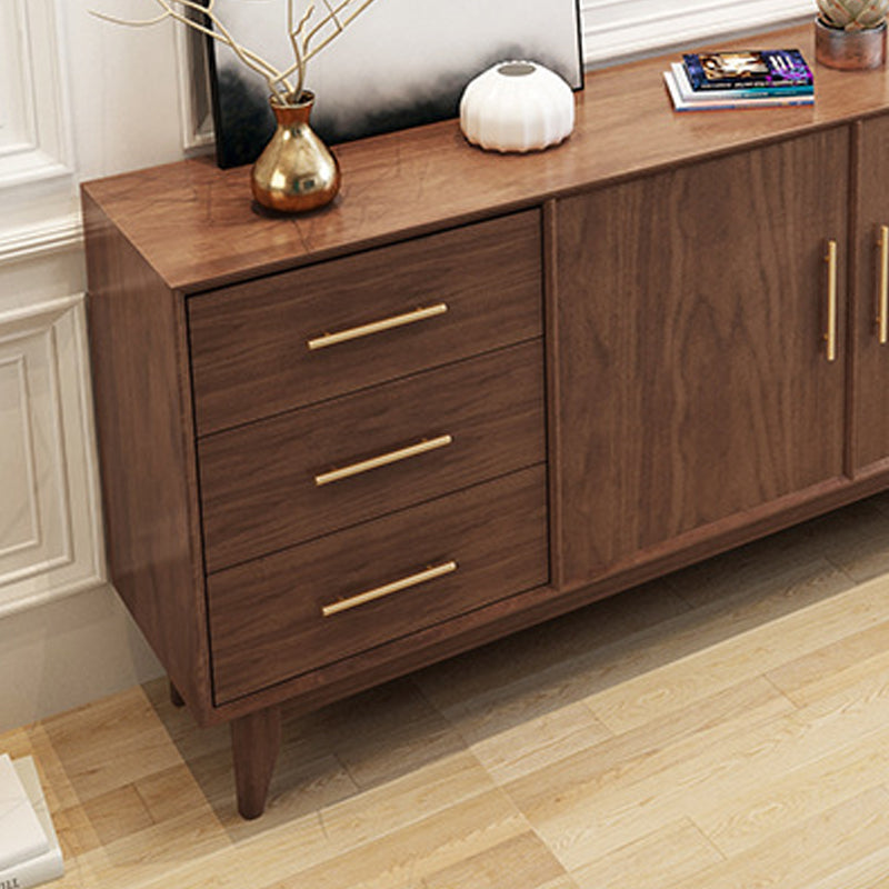 Modern Cabinets Sideboard Buffet Dark Walnut Buffet Table with 6-Drawer and 2-Door