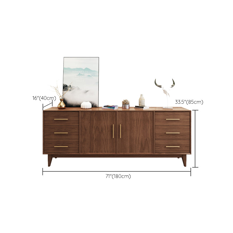 Modern Cabinets Sideboard Buffet Dark Walnut Buffet Table with 6-Drawer and 2-Door