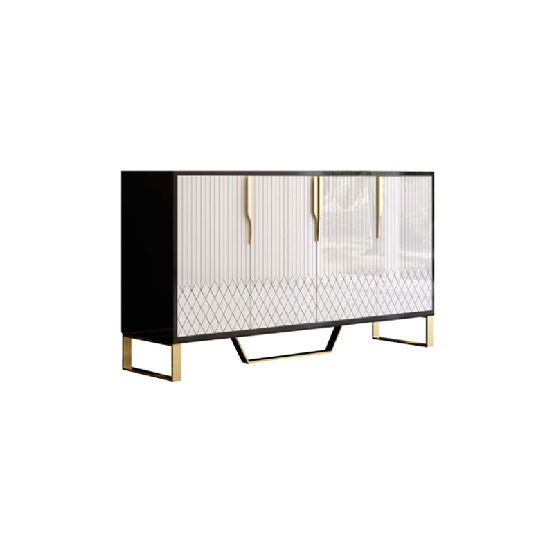 Glam Cabinets Dining Buffet 4 Doors Mirrored Buffet Sideboard