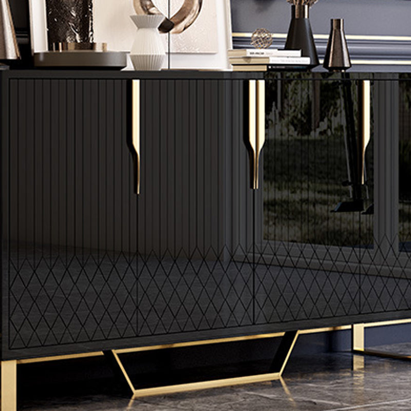 Glam Cabinets Dining Buffet 4 Doors Mirrored Buffet Sideboard