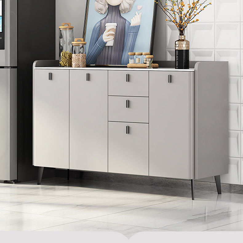 Contemporary Dining Server with Drawers Gray Sideboard Table