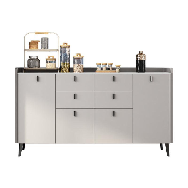 Contemporary Dining Server with Drawers Gray Sideboard Table