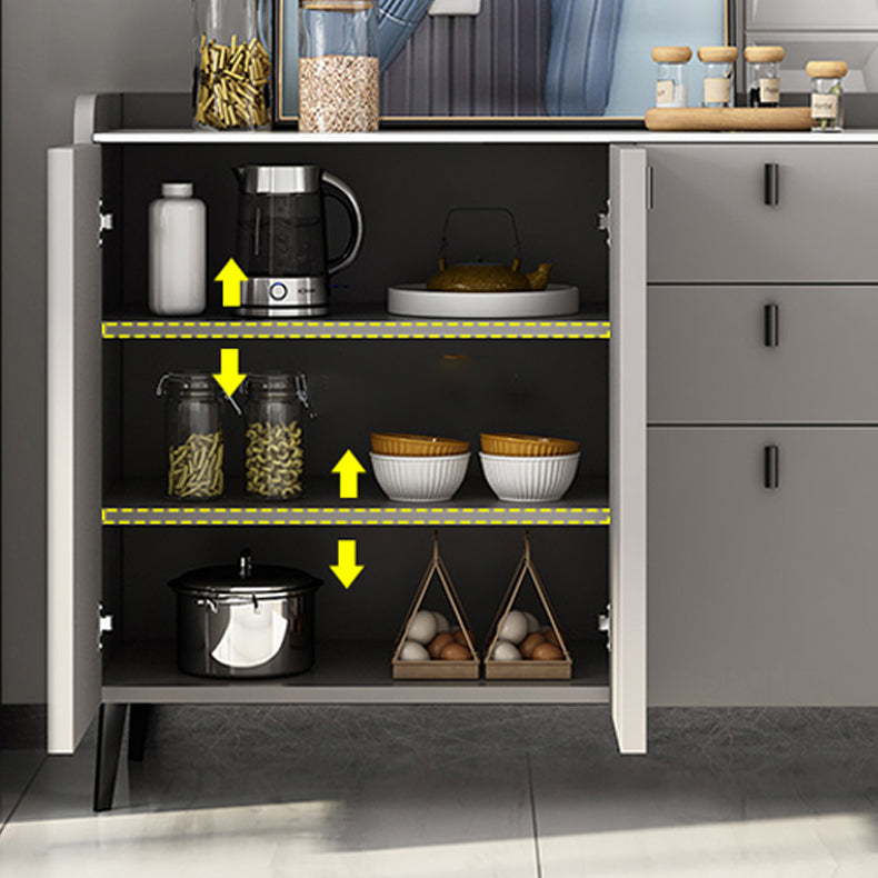 Contemporary Dining Server with Drawers Gray Sideboard Table