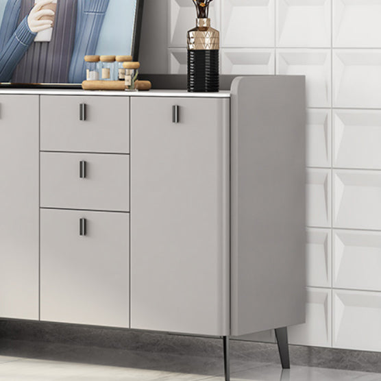 Contemporary Dining Server with Drawers Gray Sideboard Table