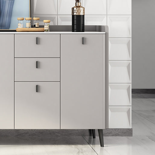 Contemporary Dining Server with Drawers Gray Sideboard Table