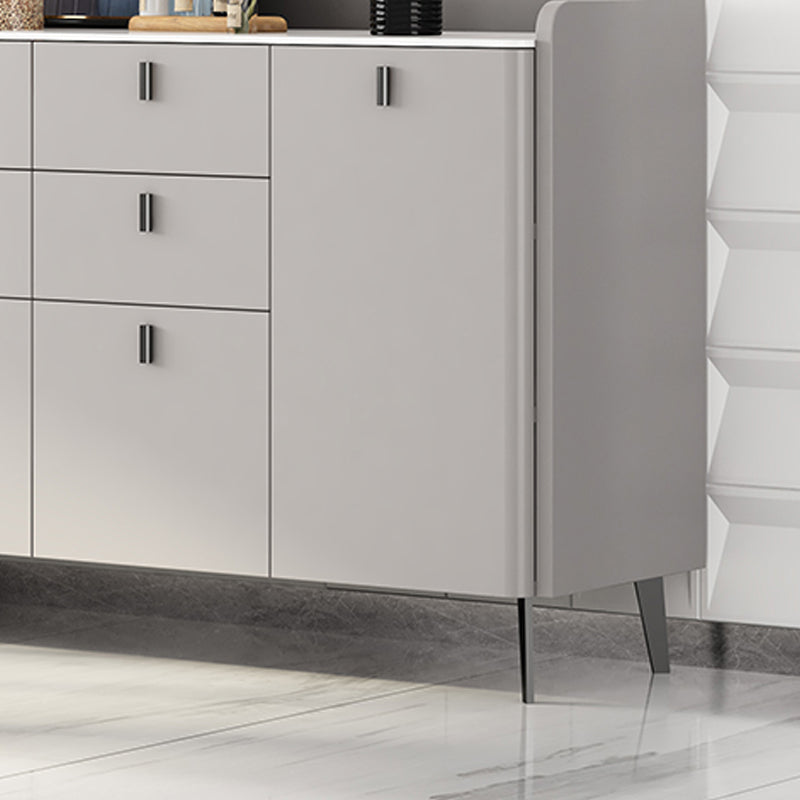 Contemporary Dining Server with Drawers Gray Sideboard Table