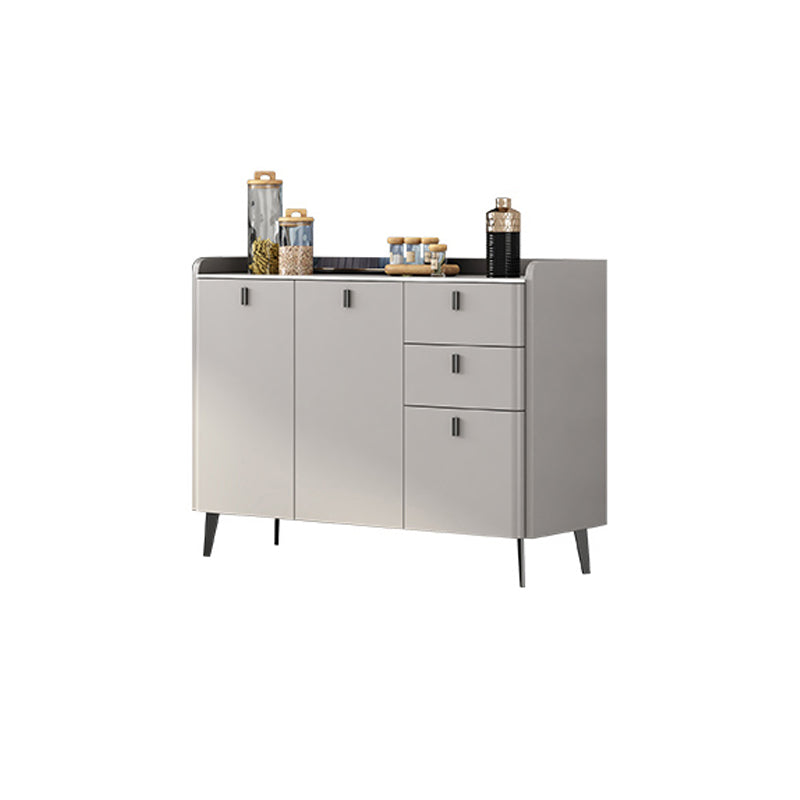 Contemporary Dining Server with Drawers Gray Sideboard Table