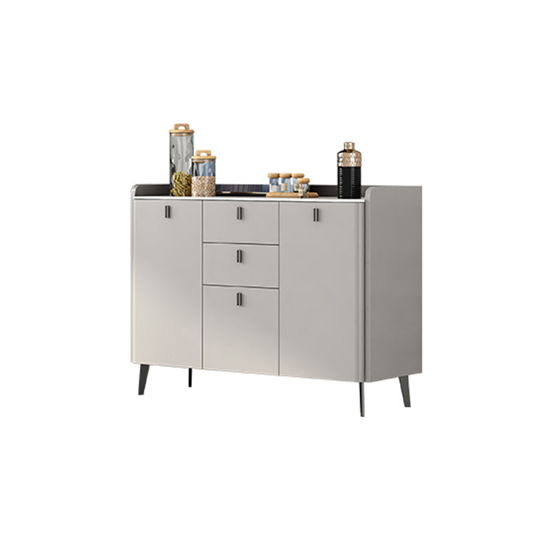 Contemporary Dining Server with Drawers Gray Sideboard Table