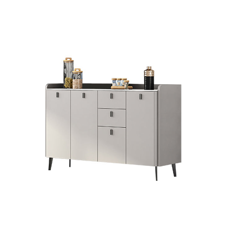 Contemporary Dining Server with Drawers Gray Sideboard Table