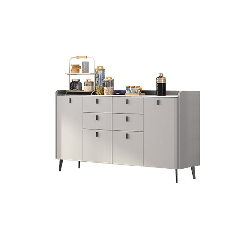 Contemporary Dining Server with Drawers Gray Sideboard Table