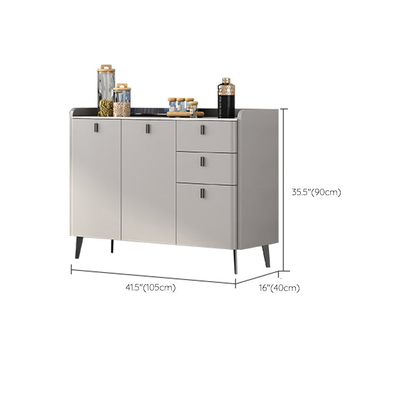 Contemporary Dining Server with Drawers Gray Sideboard Table