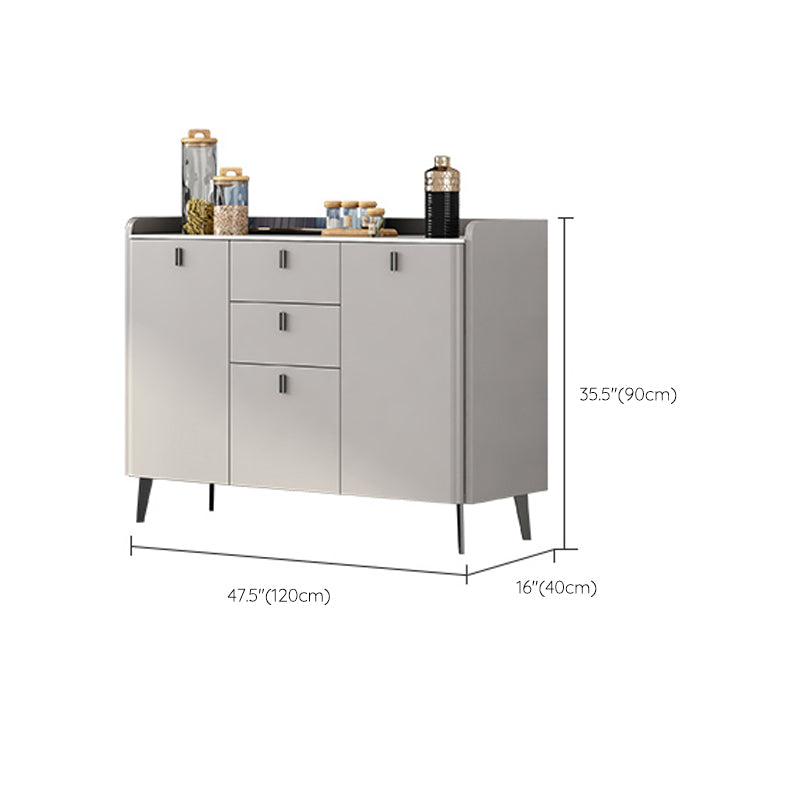 Contemporary Dining Server with Drawers Gray Sideboard Table