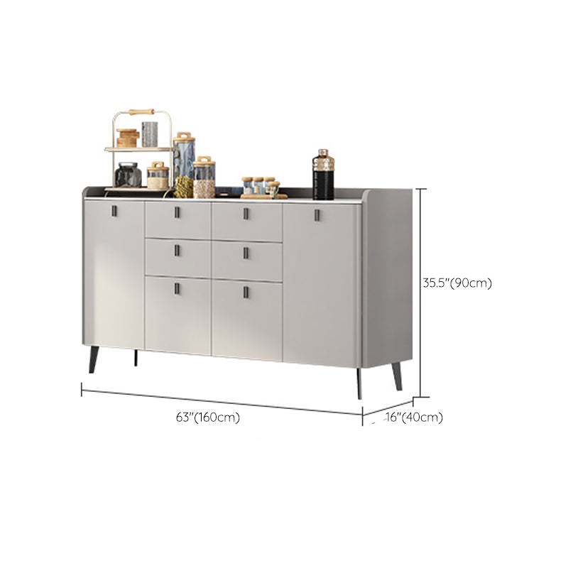 Contemporary Dining Server with Drawers Gray Sideboard Table