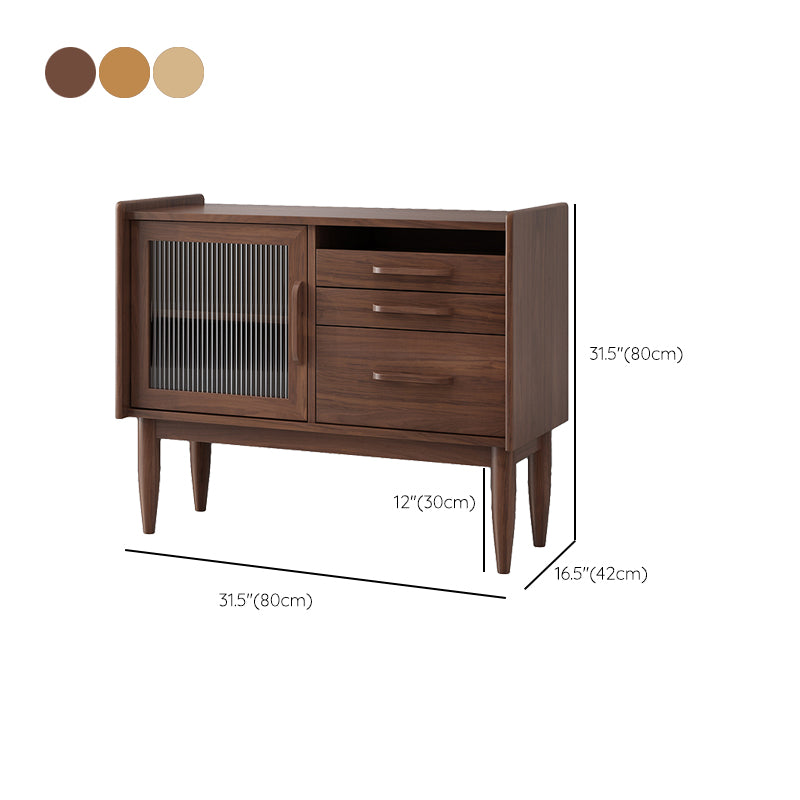 Solid Wood Buffet Server with Drawers Modern Dining Server for Kitchen