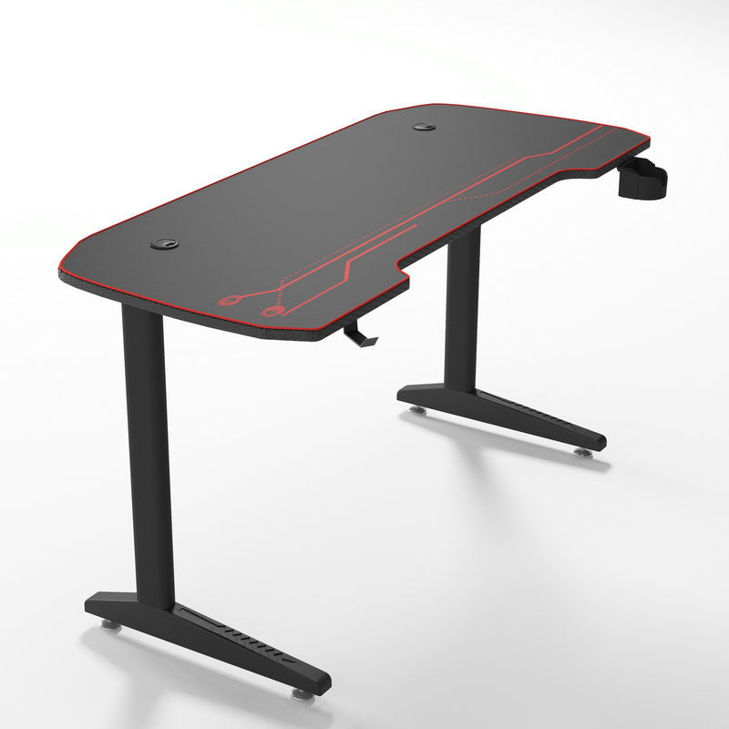 Contemporary Gaming Desk T-Shape Adjustable Height Computer Desk