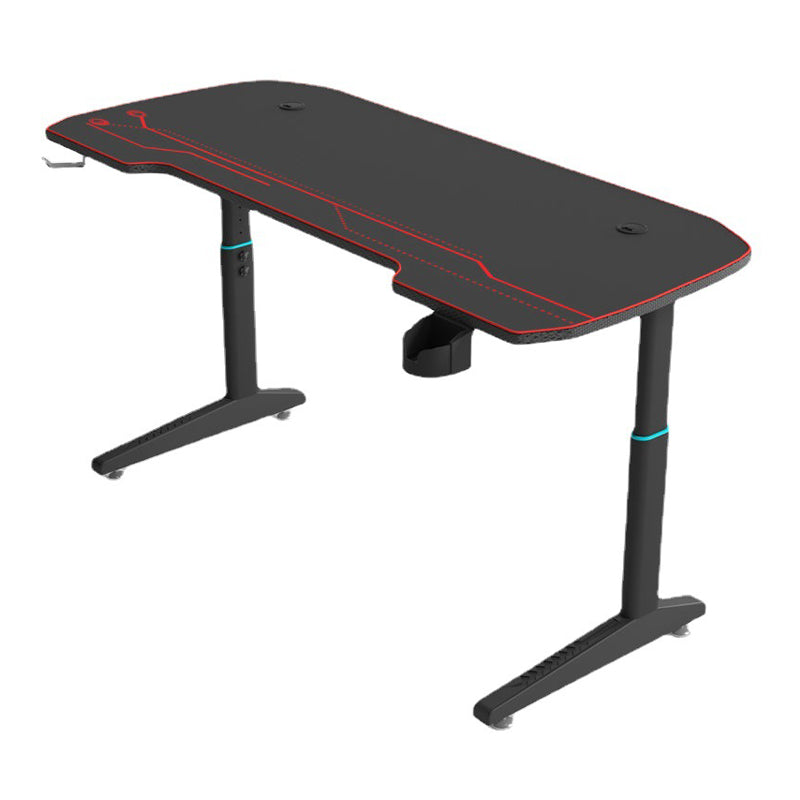 Contemporary Gaming Desk T-Shape Adjustable Height Computer Desk