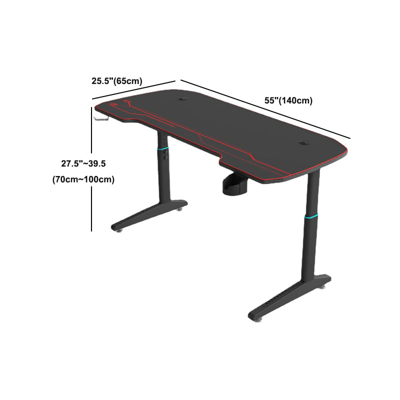 Contemporary Gaming Desk T-Shape Adjustable Height Computer Desk