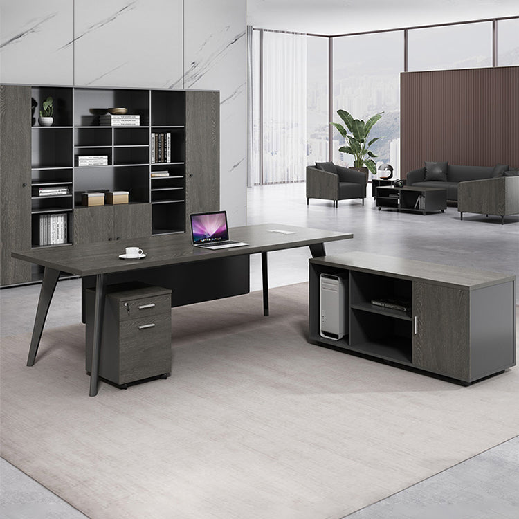 Contemporary Office Desk Black Cable Management Writing Desk