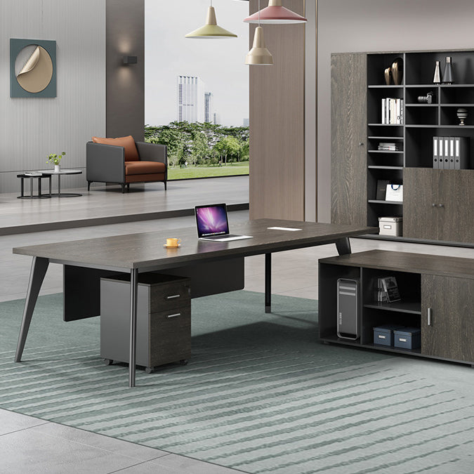 Contemporary Office Desk Black Cable Management Writing Desk