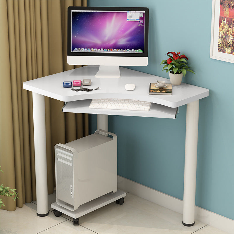 Modern Parsons Wooden Writing Desk Keyboard Tray White Corner Office Desk for Home