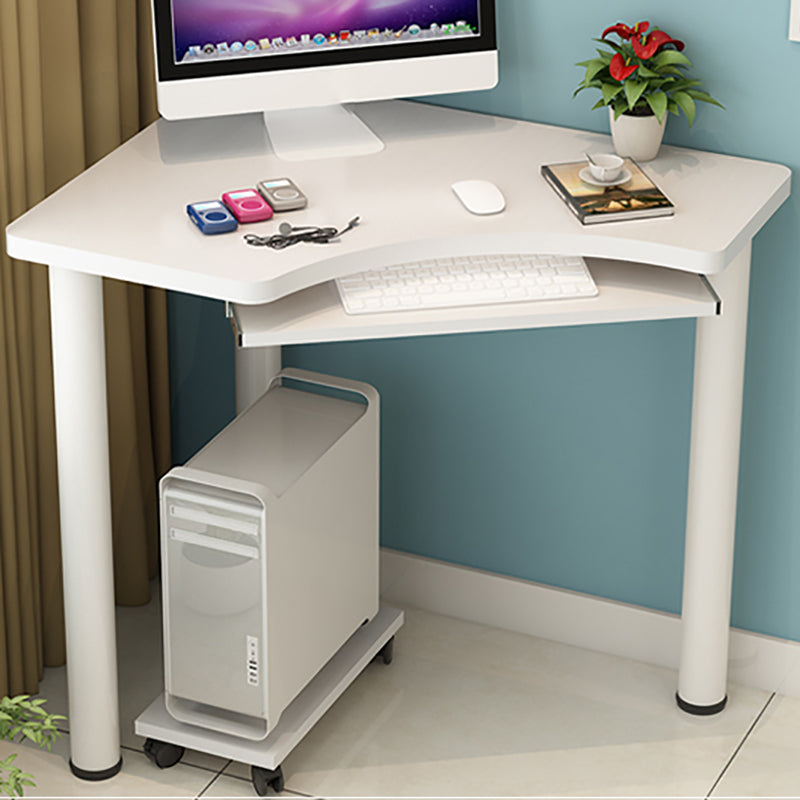 Modern Parsons Wooden Writing Desk Keyboard Tray White Corner Office Desk for Home