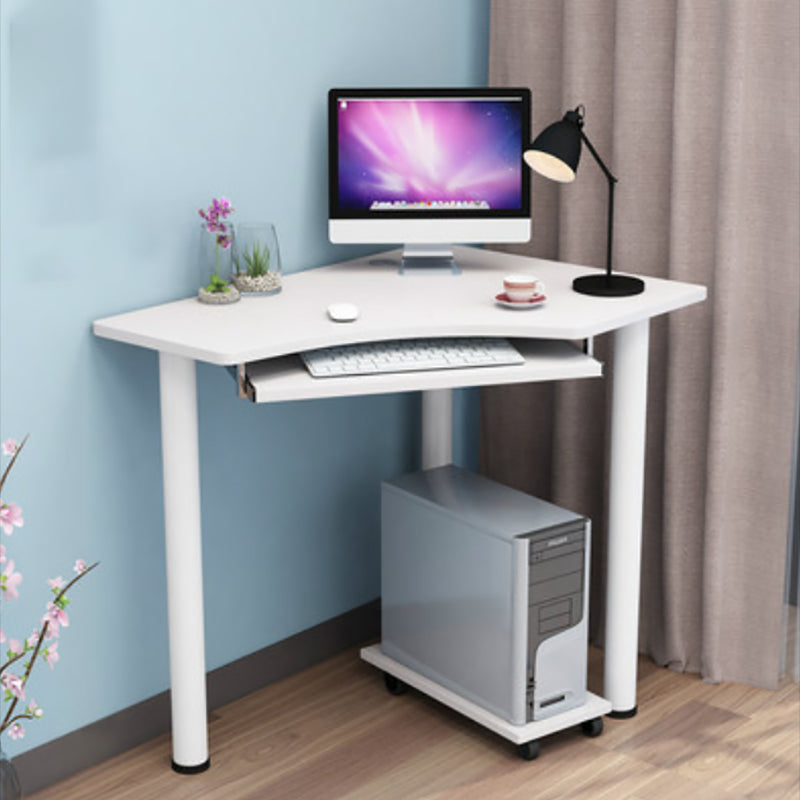 Modern Parsons Wooden Writing Desk Keyboard Tray White Corner Office Desk for Home