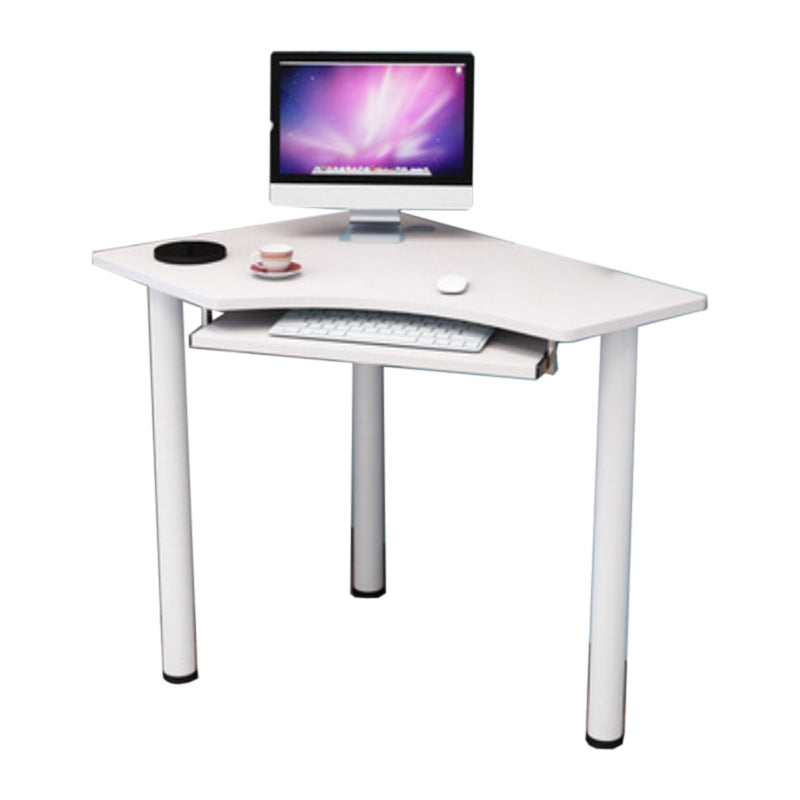 Modern Parsons Wooden Writing Desk Keyboard Tray White Corner Office Desk for Home