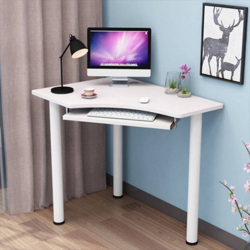 Modern Parsons Wooden Writing Desk Keyboard Tray White Corner Office Desk for Home