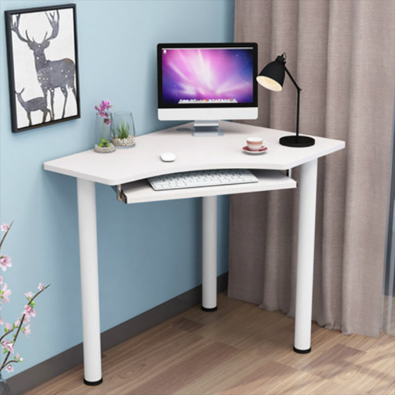 Modern Parsons Wooden Writing Desk Keyboard Tray White Corner Office Desk for Home