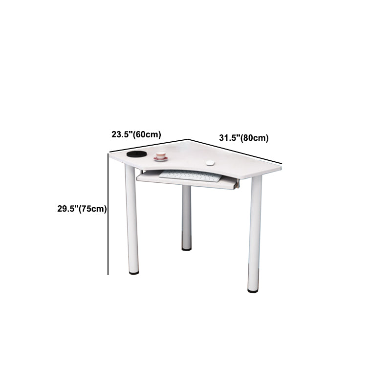 Modern Parsons Wooden Writing Desk Keyboard Tray White Corner Office Desk for Home