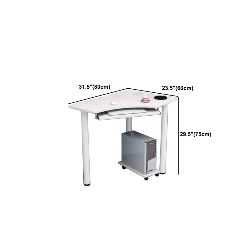 Modern Parsons Wooden Writing Desk Keyboard Tray White Corner Office Desk for Home