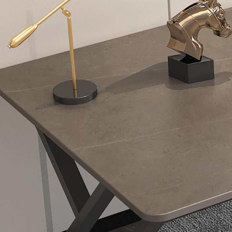 Contemporary Writing Desk Marble Pewter Office Desk for Home