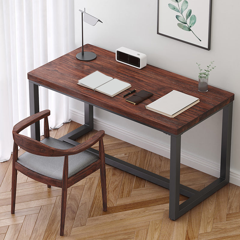 Industrial Rectangular Home Office Desk Solid Wood Writing Desk with Metal Legs