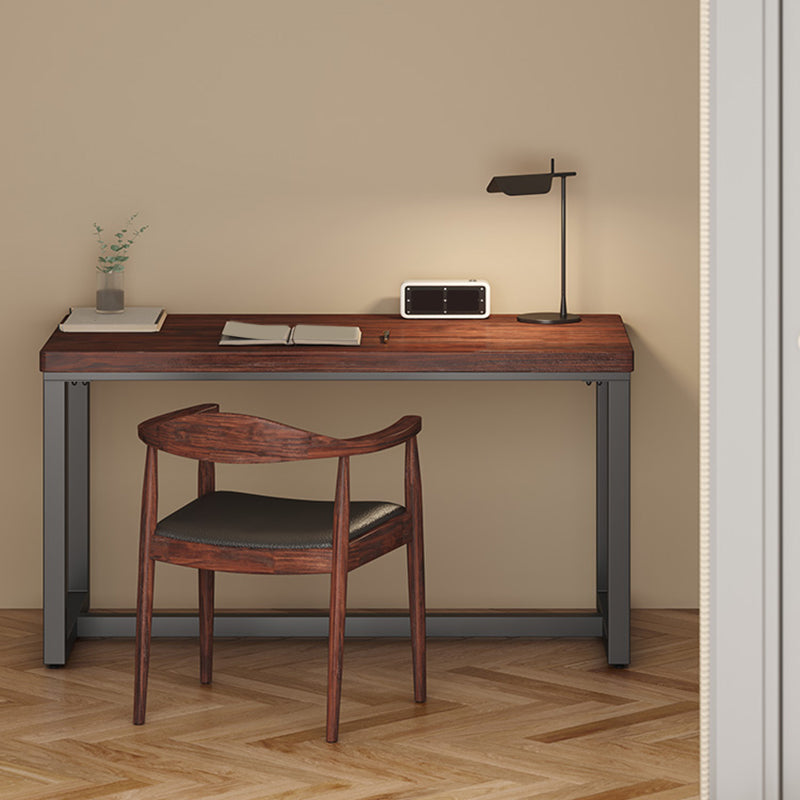 Industrial Rectangular Home Office Desk Solid Wood Writing Desk with Metal Legs