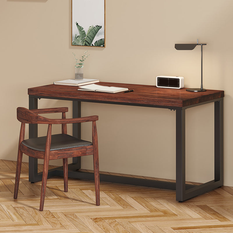 Industrial Rectangular Home Office Desk Solid Wood Writing Desk with Metal Legs