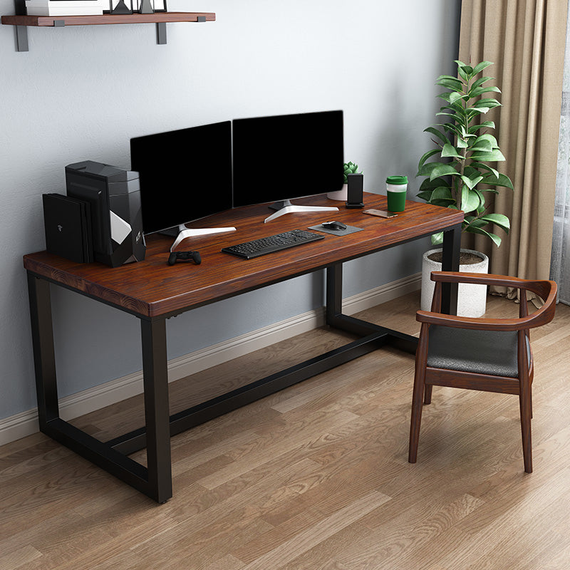 Industrial Rectangular Home Office Desk Solid Wood Writing Desk with Metal Legs