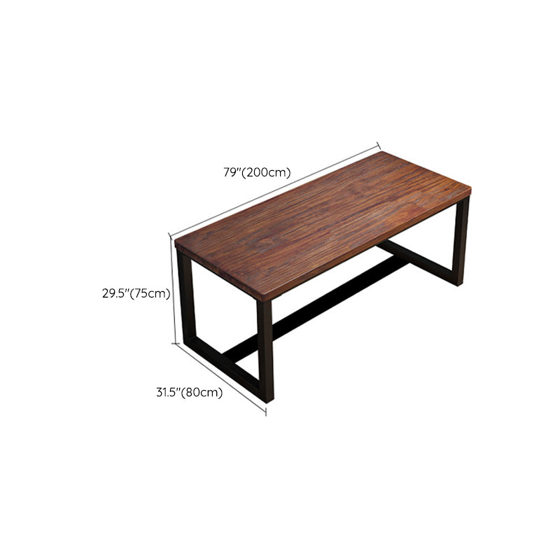 Industrial Rectangular Home Office Desk Solid Wood Writing Desk with Metal Legs