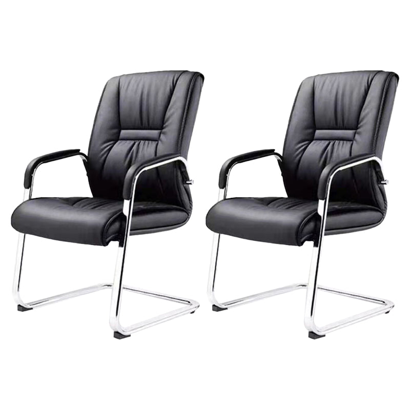 High Back Office Chair  Faux Leather Padded Fixed Arms Conference Chair