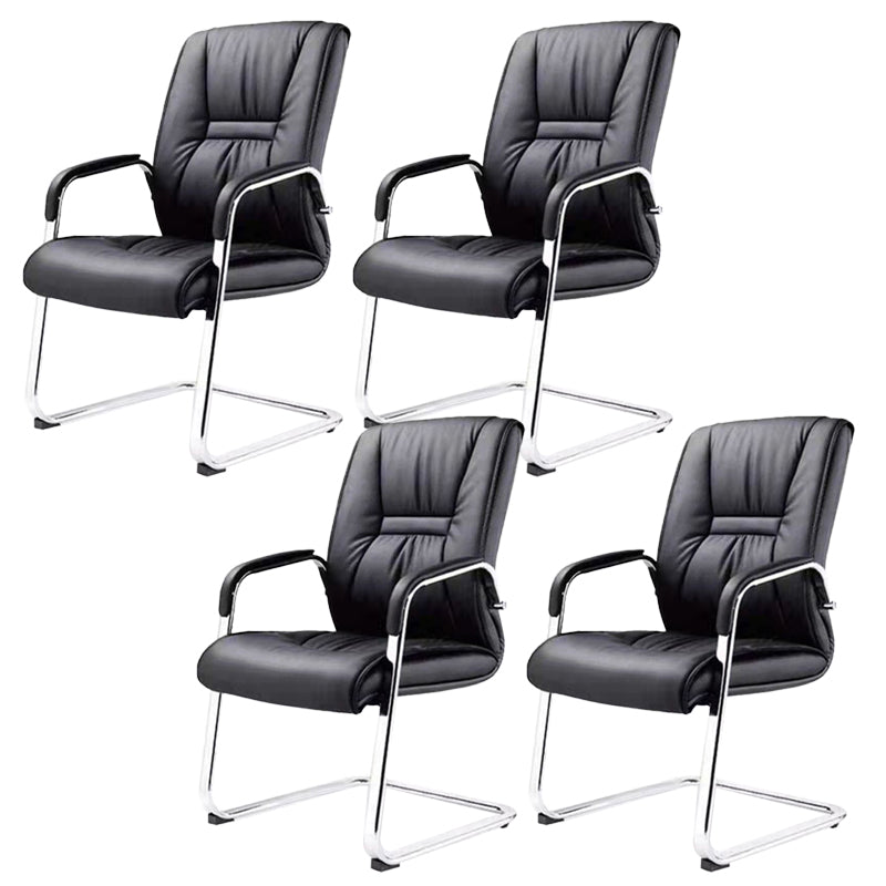 High Back Office Chair  Faux Leather Padded Fixed Arms Conference Chair