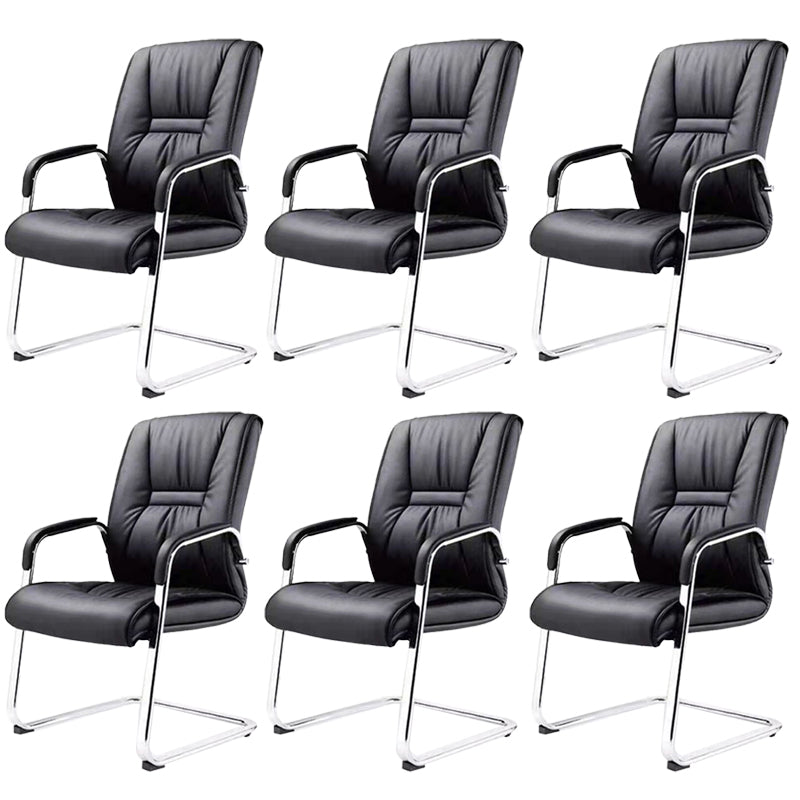 High Back Office Chair  Faux Leather Padded Fixed Arms Conference Chair