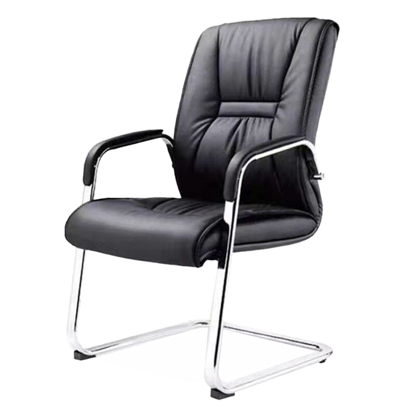 High Back Office Chair  Faux Leather Padded Fixed Arms Conference Chair