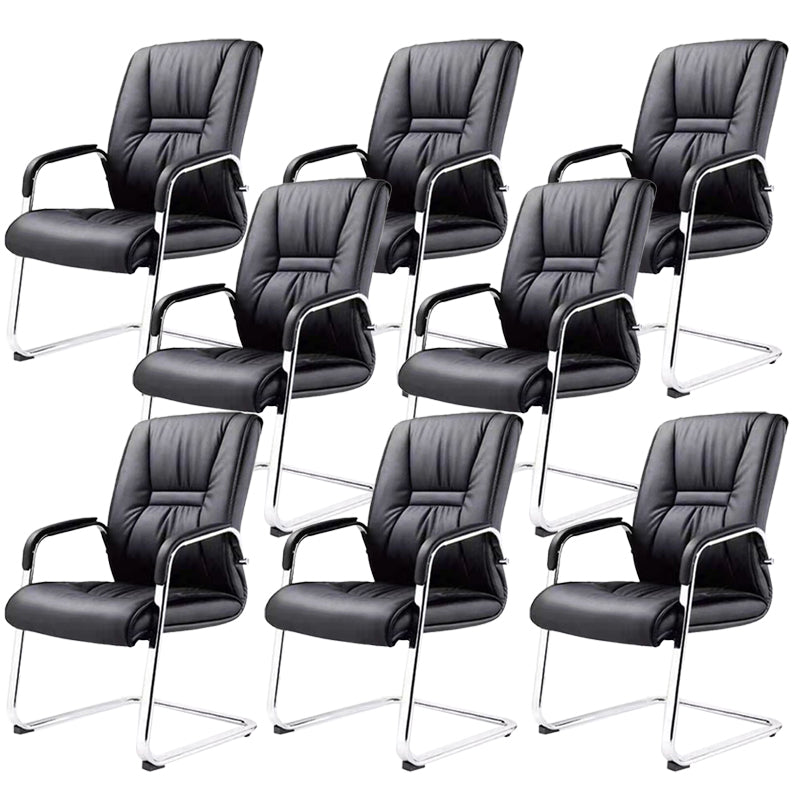 High Back Office Chair  Faux Leather Padded Fixed Arms Conference Chair